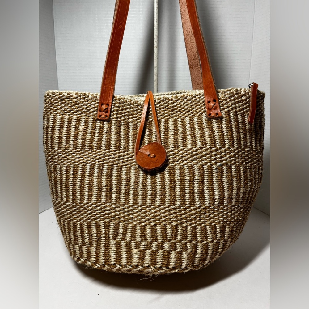 Handcrafted Tan Woven Tote Bag